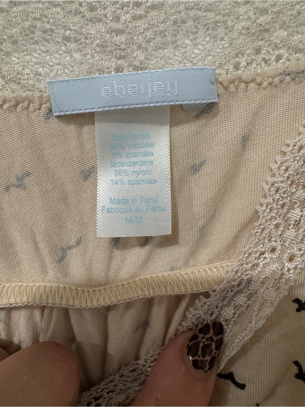 Eberjey Lace Trim Bird Print Chemise Nightgown | Medium | Modal Blend - Picture 5 of 6